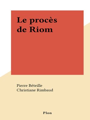 cover image of Le procès de Riom
